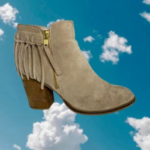 Aldo Suede Stacked Heel Fringe Ankle Bootie 7 - Picture 14 of 14